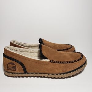 SOREL - Men's Sorel Dude Moc Suede House Slippers with Faux Fur Lining Sz 10.5.